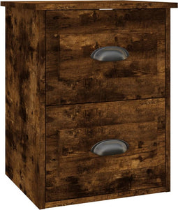 vidaXL - Nachtkastje - wandgemonteerd - 41,5x36x53 - cm - gerookt - eikenkleurig