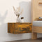 vidaXL - Nachtkastje - wandgemonteerd - 50x36x25 - cm - gerookt - eikenkleurig