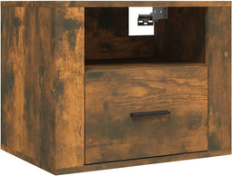vidaXL - Nachtkastje - wandgemonteerd - 50x36x40 - cm - gerookt - eikenkleurig
