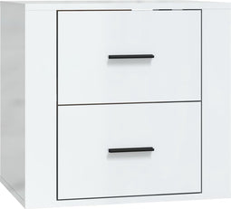 vidaXL - Nachtkastje - wandgemonteerd - 50x36x47 - cm - hoogglans - wit