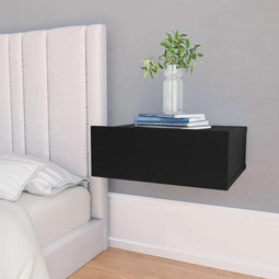 vidaXL - Nachtkastje - zwevend - 40x30x15 - cm - bewerkt - hout - zwart