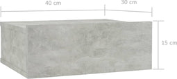 vidaXL - Nachtkastje - zwevend - 40x30x15 - cm - bewerkt - hout - betongrijs