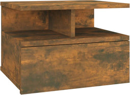 vidaXL - Nachtkastje - zwevend - 40x31x27 - cm - bewerkt - hout - gerookt - eikenkleur