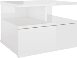 vidaXL - Nachtkastje - zwevend - 40x31x27 - cm - bewerkt - hout - hoogglans - wit