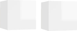 vidaXL - Nachtkastjes - 2 - st - 30,5x30x30 - cm - spaanplaat - hoogglans - wit