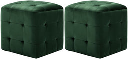vidaXL - Nachtkastjes - 2 - st - 30x30x30 - cm - fluweel - groen