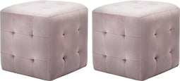 vidaXL - Nachtkastjes - 2 - st - 30x30x30 - cm - fluweel - roze