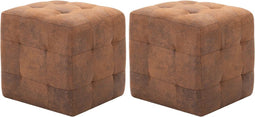 vidaXL - Nachtkastjes - 2 - st - 30x30x30 - cm - kunstsuède - bruin