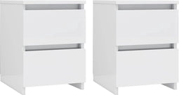 vidaXL - Nachtkastjes - 2 - st - 30x30x40 - cm - bewerkt - hout - hoogglans - wit