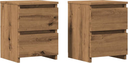 vidaXL - Nachtkastjes - 2 - st - 30x30x40cm - bewerkt - hout - artisanaal - eikenkleur