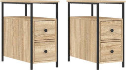 vidaXL - Nachtkastjes - 2 - st - 30x60x60 - cm - bewerkt - hout - sonoma - eikenkleurig