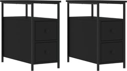 vidaXL - Nachtkastjes - 2 - st - 30x60x60 - cm - bewerkt - hout - zwart