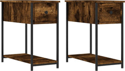 vidaXL - Nachtkastjes - 2 - st - 30x60x60 - cm - bewerkt - hout - gerookt - eikenkleurig