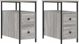 vidaXL - Nachtkastjes - 2 - st - 30x60x60 - cm - bewerkt - hout - grijs - sonoma - eiken
