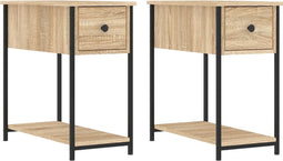 vidaXL - Nachtkastjes - 2 - st - 30x60x60 - cm - bewerkt - hout - sonoma - eikenkleurig