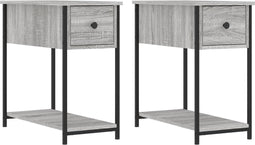 vidaXL - Nachtkastjes - 2 - st - 30x60x60 - cm - bewerkt - hout - grijs - sonoma - eiken