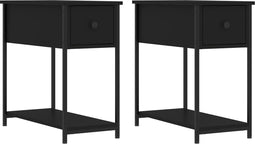 vidaXL - Nachtkastjes - 2 - st - 30x60x60 - cm - bewerkt - hout - zwart