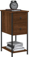 vidaXL - Nachtkastjes - 2 - st - 32x42x70 - cm - bewerkt - hout - bruin - eikenkleur