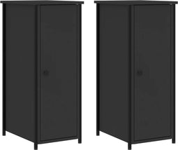 vidaXL - Nachtkastjes - 2 - st - 32x42x80 - cm - bewerkt - hout - zwart