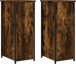 vidaXL - Nachtkastjes - 2 - st - 32x42x80 - cm - bewerkt - hout - gerookt - eikenkleurig