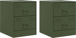 vidaXL - Nachtkastjes - 2 - st - 34,5x39x44 - cm - staal - groen