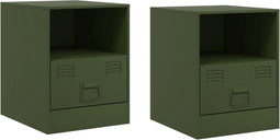 vidaXL - Nachtkastjes - 2 - st - 34,5x39x44 - cm - staal - olijfgroen