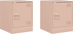 vidaXL - Nachtkastjes - 2 - st - 34,5x39x44 - cm - staal - roze