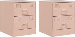 vidaXL - Nachtkastjes - 2 - st - 34,5x39x44 - cm - staal - roze