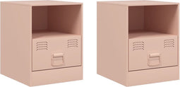 vidaXL - Nachtkastjes - 2 - st - 34,5x39x44 - cm - staal - roze