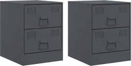 vidaXL - Nachtkastjes - 2 - st - 34,5x39x44 - cm - staal - antracietkleurig