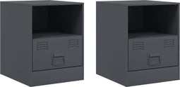 vidaXL - Nachtkastjes - 2 - st - 34,5x39x44 - cm - staal - antracietkleurig