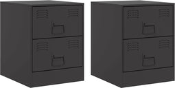 vidaXL - Nachtkastjes - 2 - st - 34,5x39x44 - cm - staal - zwart