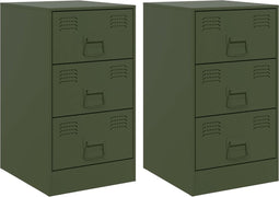 vidaXL - Nachtkastjes - 2 - st - 34,5x39x62 - cm - staal - olijfgroen