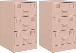 vidaXL - Nachtkastjes - 2 - st - 34,5x39x62 - cm - staal - roze