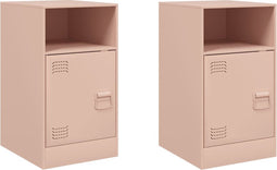 vidaXL - Nachtkastjes - 2 - st - 34,5x39x62 - cm - staal - roze