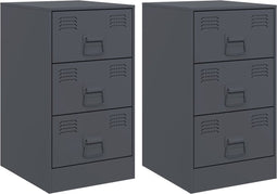 vidaXL - Nachtkastjes - 2 - st - 34,5x39x62 - cm - staal - antracietkleurig