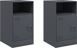 vidaXL - Nachtkastjes - 2 - st - 34,5x39x62 - cm - staal - antracietkleurig