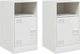 vidaXL - Nachtkastjes - 2 - st - 34,5x39x62 - cm - staal - wit