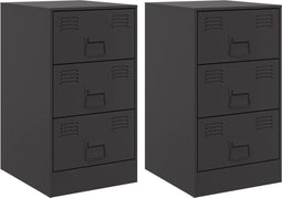 vidaXL - Nachtkastjes - 2 - st - 34,5x39x62 - cm - staal - zwart