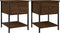 vidaXL - Nachtkastjes - 2 - st - 34x35,5x45 - cm - bewerkt - hout - bruin - eikenkleur