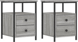 vidaXL - Nachtkastjes - 2 - st - 34x35,5x50 - cm - bewerkt - hout - grijs - sonoma - eiken