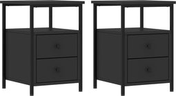 vidaXL - Nachtkastjes - 2 - st - 34x35,5x50 - cm - bewerkt - hout - zwart