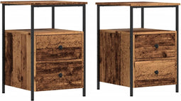 vidaXL - Nachtkastjes - 2 - st - 34x35,5x50 - cm - bewerkt - hout - oud - houtkleurig