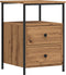vidaXL - Nachtkastjes - 2 - st - 34x35,5x50 - cm - bewerkt - hout - artisanaal - eiken
