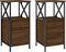 vidaXL - Nachtkastjes - 2 - st - 34x35,5x70 - cm - bewerkt - hout - bruin - eikenkleur