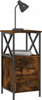 vidaXL - Nachtkastjes - 2 - st - 34x35,5x70 - cm - bewerkt - hout - gerookt - eikenkleur