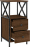 vidaXL - Nachtkastjes - 2 - st - 34x35,5x70 - cm - bewerkt - hout - bruin - eikenkleur