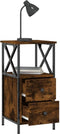 vidaXL - Nachtkastjes - 2 - st - 34x35,5x70 - cm - bewerkt - hout - gerookt - eikenkleur
