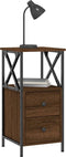 vidaXL - Nachtkastjes - 2 - st - 34x35,5x70 - cm - bewerkt - hout - bruin - eikenkleur