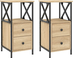 vidaXL - Nachtkastjes - 2 - st - 34x35,5x70 - cm - sonoma - eikenkleurig